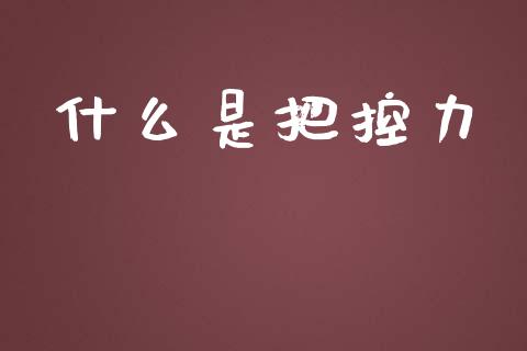 什么是把控力_https://m.fansifence.com_消费金融_第1张