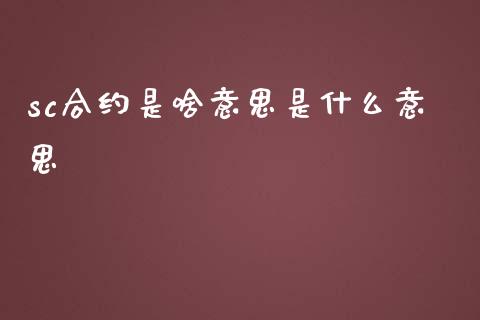 sc合约是啥意思是什么意思_https://m.fansifence.com_贵金属行情_第1张