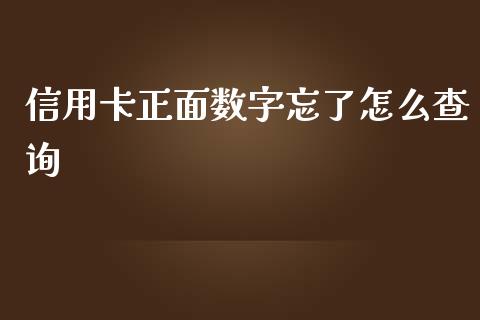 信用卡正面数字忘了怎么查询_https://m.fansifence.com_消费金融_第1张