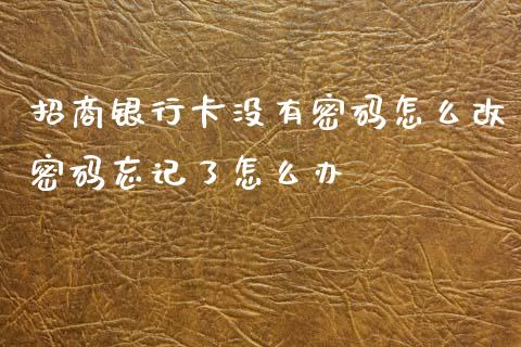 招商银行卡没有密码怎么改密码忘记了怎么办_https://m.fansifence.com_消费金融_第1张