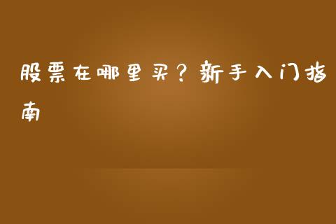股票在哪里买？新手入门指南_https://m.fansifence.com_贵金属行情_第1张