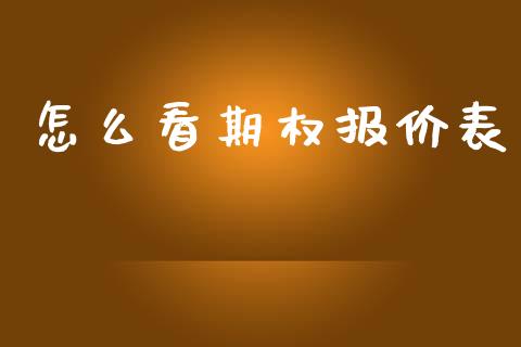 怎么看期权报价表_https://m.fansifence.com_消费金融_第1张