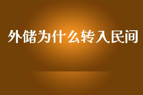 外储为什么转入民间_https://m.fansifence.com_个股行情_第1张