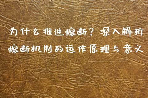 为什么推进熔断？深入解析熔断机制的运作原理与意义_https://m.fansifence.com_公募基金_第1张