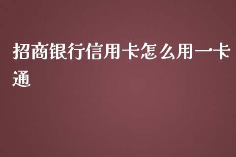 招商银行信用卡怎么用一卡通_https://m.fansifence.com_贵金属行情_第1张