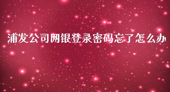 浦发公司网银登录密码忘了怎么办_https://m.fansifence.com_个股行情_第1张