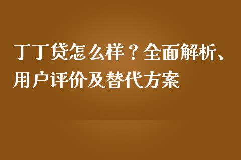 丁丁贷怎么样？全面解析、用户评价及替代方案_https://m.fansifence.com_公募基金_第1张