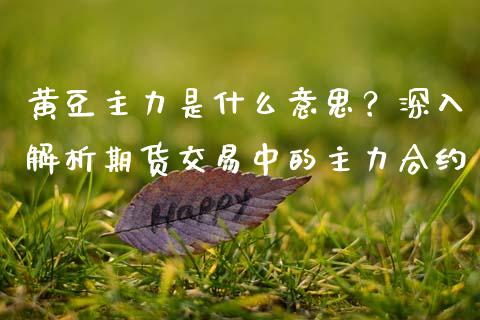 黄豆主力是什么意思？深入解析期货交易中的主力合约_https://m.fansifence.com_贵金属行情_第1张