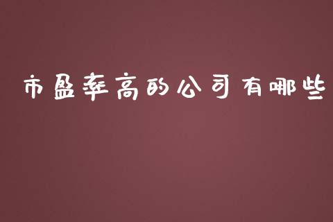 市盈率高的公司有哪些_https://m.fansifence.com_个股行情_第1张