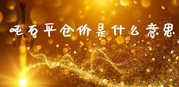 吨石平仓价是什么意思_https://m.fansifence.com_公募基金_第1张