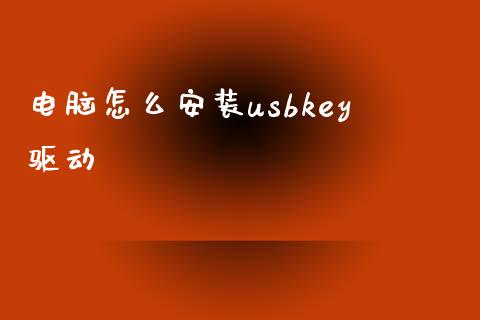 电脑怎么安装usbkey驱动_https://m.fansifence.com_公募基金_第1张