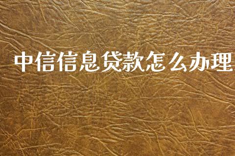 中信信息贷款怎么办理_https://m.fansifence.com_公募基金_第1张