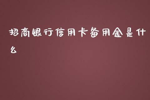招商银行信用卡备用金是什么_https://m.fansifence.com_消费金融_第1张