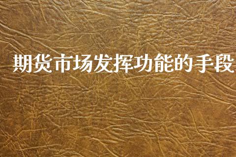 期货市场发挥功能的手段_https://m.fansifence.com_消费金融_第1张