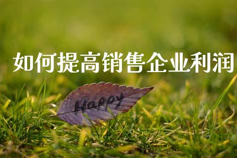 如何提高销售企业利润_https://m.fansifence.com_贵金属行情_第1张