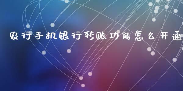 农行手机银行转账功能怎么开通_https://m.fansifence.com_消费金融_第1张
