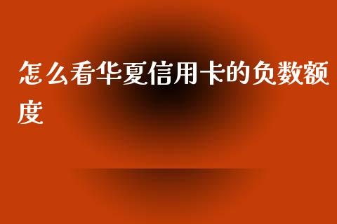 怎么看华夏信用卡的负数额度_https://m.fansifence.com_公募基金_第1张