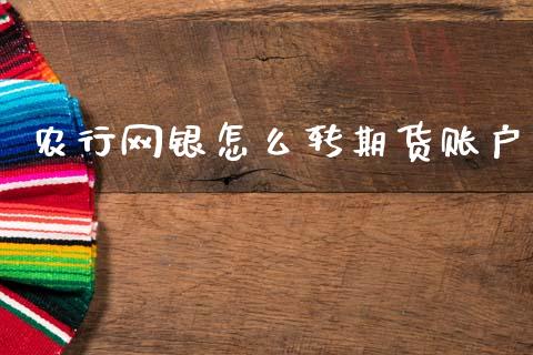 农行网银怎么转期货账户_https://m.fansifence.com_消费金融_第1张