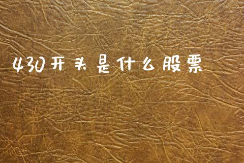 430开头是什么股票_https://m.fansifence.com_个股行情_第1张