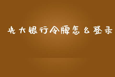 光大银行令牌怎么登录_https://m.fansifence.com_消费金融_第1张