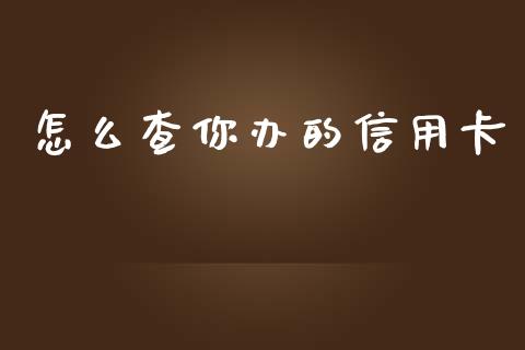 怎么查你办的信用卡_https://m.fansifence.com_个股行情_第1张