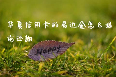 华夏信用卡的易达金怎么提前还款_https://m.fansifence.com_公募基金_第1张