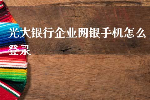光大银行企业网银手机怎么登录_https://m.fansifence.com_公募基金_第1张