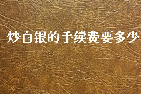 炒白银的手续费要多少_https://m.fansifence.com_个股行情_第1张