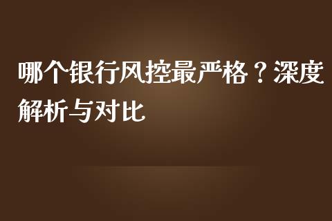 哪个银行风控最严格？深度解析与对比_https://m.fansifence.com_公募基金_第1张