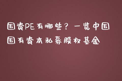 国资PE有哪些？一览中国国有资本私募股权基金_https://m.fansifence.com_贵金属行情_第1张