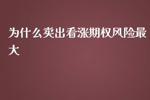 为什么卖出看涨期权风险最大_https://m.fansifence.com_贵金属行情_第1张