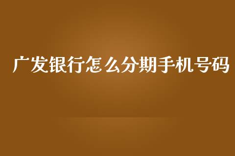 广发银行怎么分期手机号码_https://m.fansifence.com_个股行情_第1张