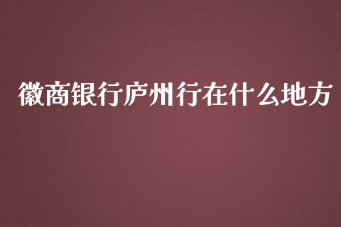 徽商银行庐州行在什么地方_https://m.fansifence.com_个股行情_第1张
