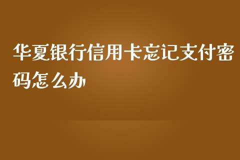 华夏银行信用卡忘记支付密码怎么办_https://m.fansifence.com_贵金属行情_第1张