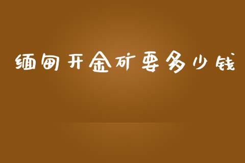 缅甸开金矿要多少钱_https://m.fansifence.com_个股行情_第1张