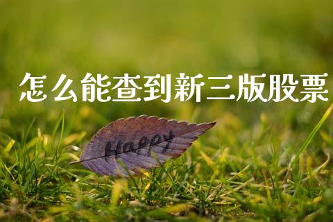 怎么能查到新三版股票_https://m.fansifence.com_贵金属行情_第1张