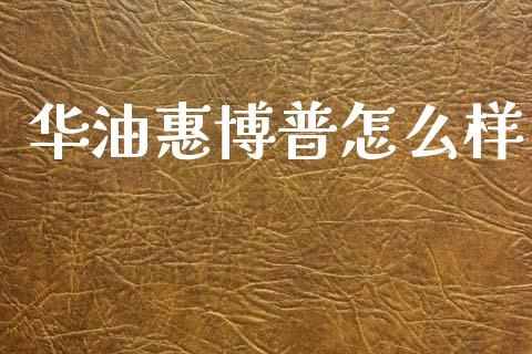 华油惠博普怎么样_https://m.fansifence.com_公募基金_第1张