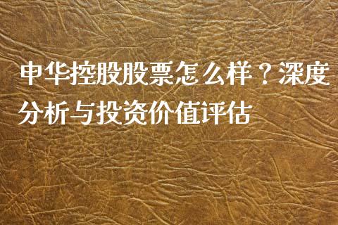 申华控股股票怎么样？深度分析与投资价值评估_https://m.fansifence.com_贵金属行情_第1张