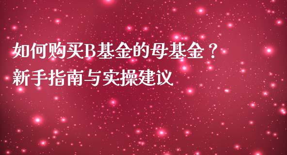 如何购买B基金的母基金？新手指南与实操建议_https://m.fansifence.com_贵金属行情_第1张