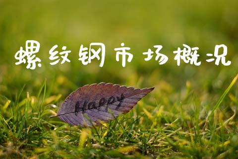 螺纹钢市场概况_https://m.fansifence.com_消费金融_第1张