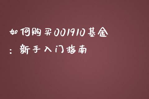 如何购买001910基金：新手入门指南_https://m.fansifence.com_消费金融_第1张