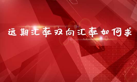 远期汇率双向汇率如何求_https://m.fansifence.com_消费金融_第1张