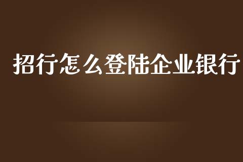招行怎么登陆企业银行_https://m.fansifence.com_公募基金_第1张