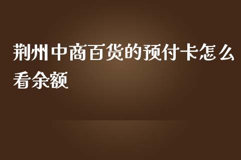 荆州中商百货的预付卡怎么看余额_https://m.fansifence.com_消费金融_第1张