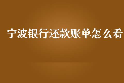 宁波银行还款账单怎么看_https://m.fansifence.com_消费金融_第1张