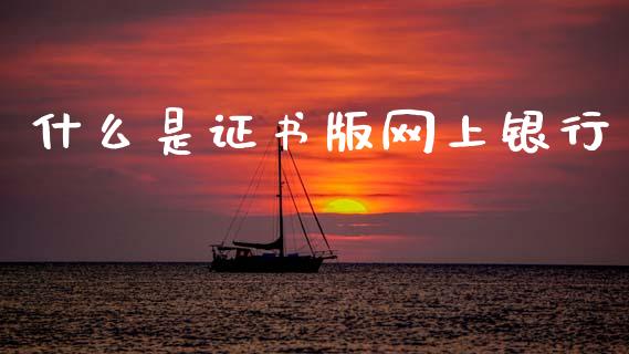 什么是证书版网上银行_https://m.fansifence.com_消费金融_第1张