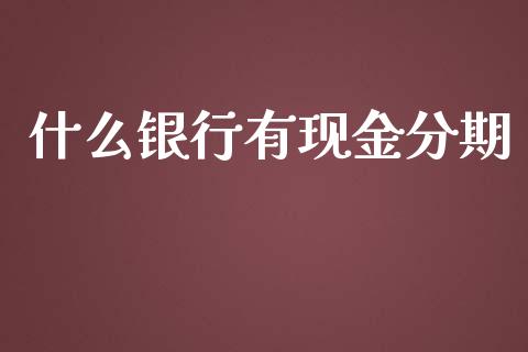 什么银行有现金分期_https://m.fansifence.com_消费金融_第1张