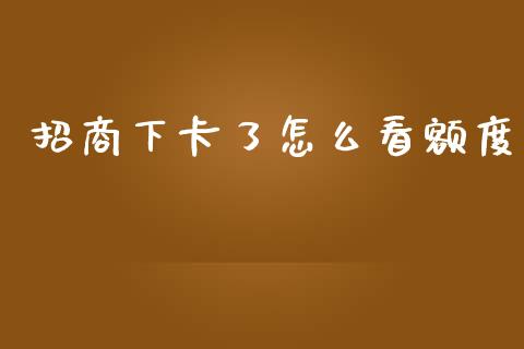 招商下卡了怎么看额度_https://m.fansifence.com_个股行情_第1张