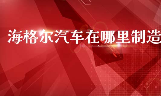 海格尔汽车在哪里制造_https://m.fansifence.com_公募基金_第1张