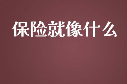 保险就像什么_https://m.fansifence.com_个股行情_第1张